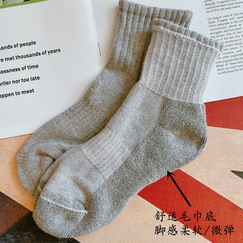 3双 男女袜子情侣低帮短筒袜日潮北极熊刺绣毛巾底运动短袜子