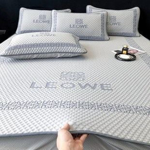 夏季 凉感丝空调席可机洗折叠冰感丝双人软席 冰丝凉席三件套床笠款