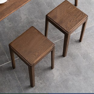 A4L实木凳子方凳家用板凳圆凳可叠放餐凳长登子高U独凳橡木餐桌梳