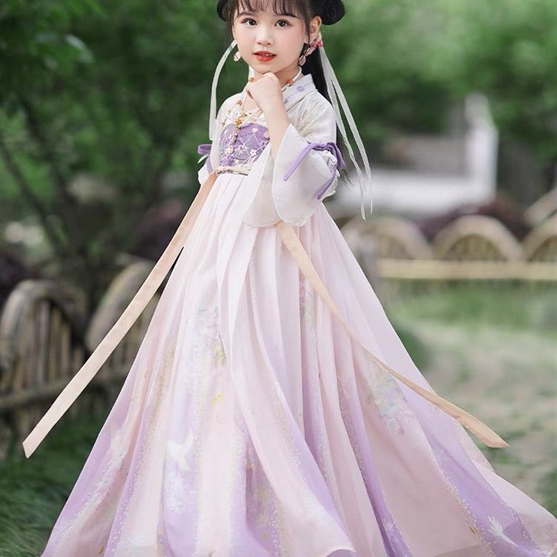中国风儿童汉g服女童秋季襦裙复古超仙连衣裙日常公主裙古装演出