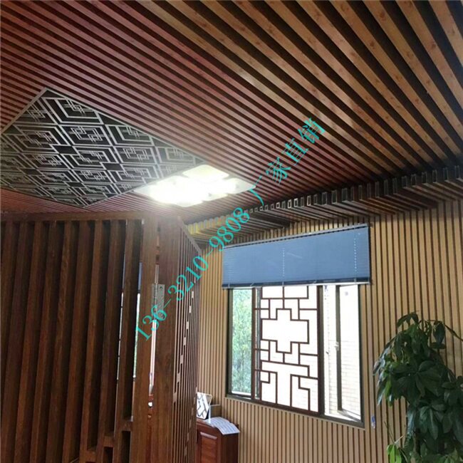 工厂销格栅木纹栅方通办公店条形天花H铝格铝吊O顶酒室天花装饰材
