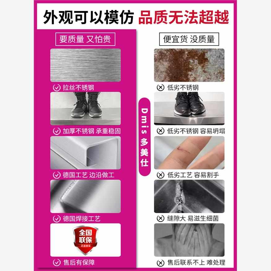 热销切菜台桌304加厚不锈钢工作台厨房操作台推拉门置物架面板