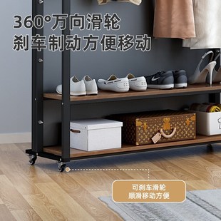 穿衣镜带挂衣架一体全身镜落地镜家用卧室可旋转移动W试衣镜舞蹈