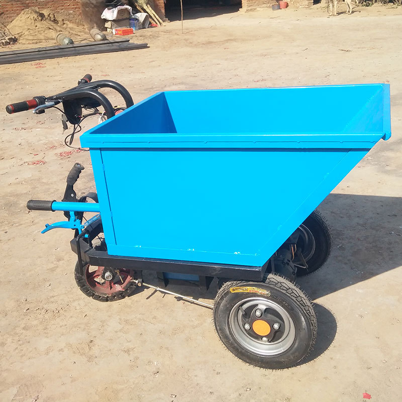 新品电动手推车 建筑工地农用灰斗自卸三轮平板翻斗推车小型装载