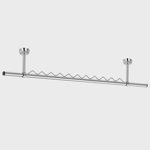 ZQ晾衣杆阳台顶装固定晾衣架304不锈钢晒衣单杆挂杆防风波浪可