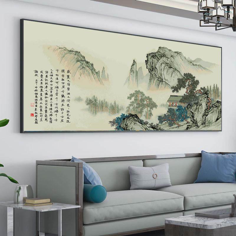 十字绣2023新款客厅大幅望云楼18色自己新中式现代简约绣非成品