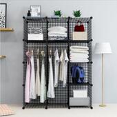 组合热销简易衣柜置物架现代新品 收纳客厅书架多层储物整理架铁网
