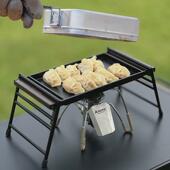 户外露营烧烤盘野餐便携烤肉盘升降烧烤架套装 木柄铁板烧牛排煎锅