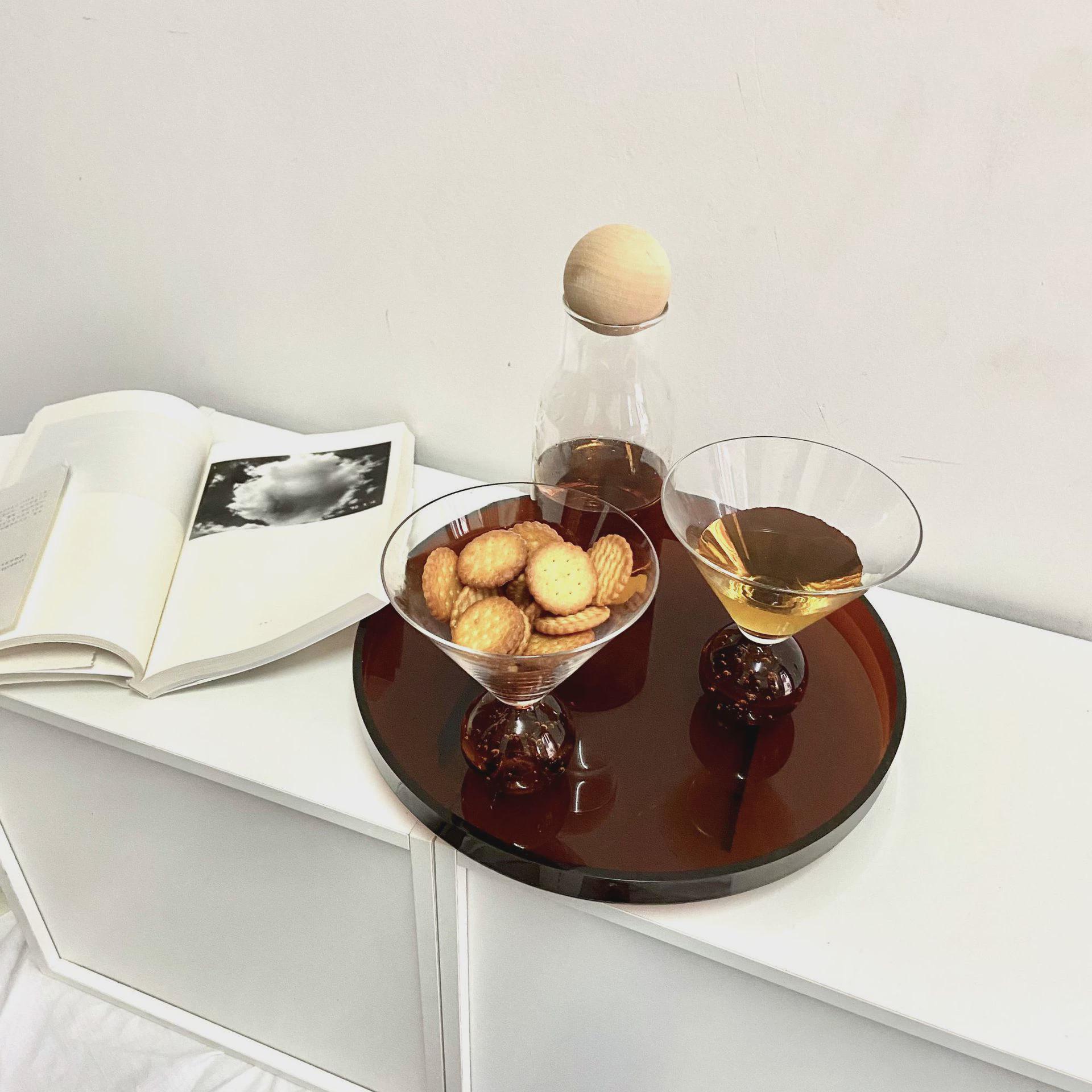 ins客厅用亚克力圆形托盘风茶盘香薰水杯茶杯盘子玄关收纳