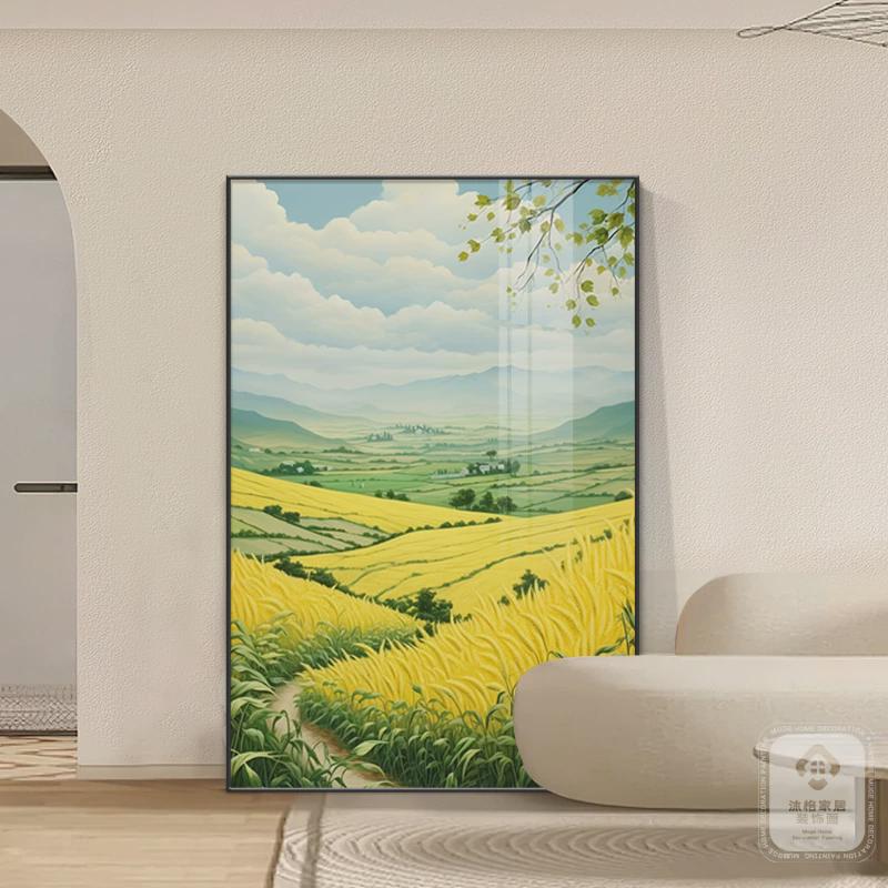青山绿水装饰画田园风景玄关挂画背有靠山客厅沙发背景墙落地壁画
