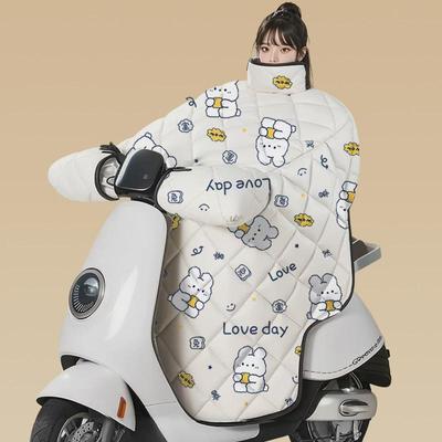 电动车挡风被冬季加厚双面防水反光电动车防风被加厚加绒通用代发