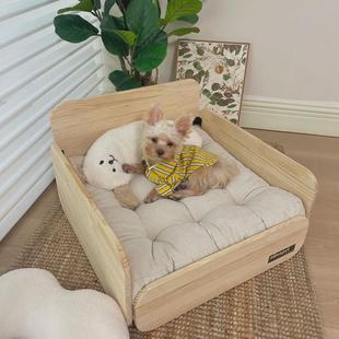 通用原木风木床 宠物实木猫狗小床沙发窝垫小型犬泰迪比熊离地四季