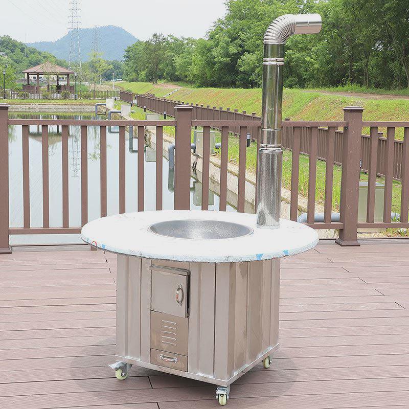 家用农村柴火灶户外野炊节能大铁锅灶304不锈钢无烟轮毂移动土灶