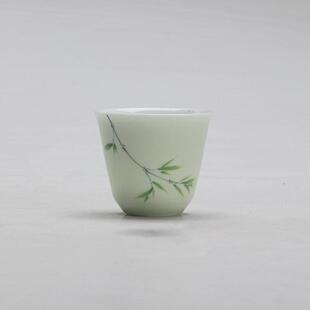 墨己小苍翠手绘竹子品茗杯功夫茶具陶瓷喝茶杯小号闻香品茶单杯