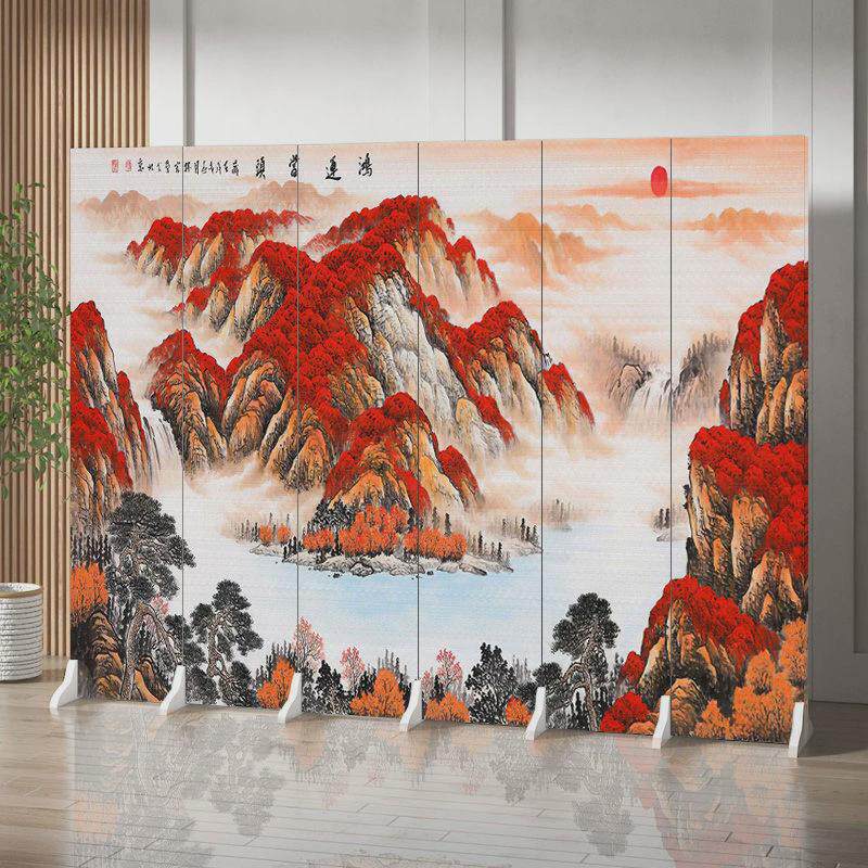新中式屏风隔断客厅遮挡古风简易移动折叠玄关墙办公室直播背景墙