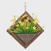 壁挂式 饰 木质花篮田园风室内墙上挂件悬挂吊挂实木花架花器墙面装