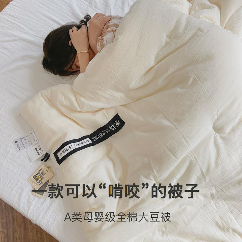 全棉纯棉大豆纤维被子被芯单双人春秋被纯色四季通用保暖夏被加厚