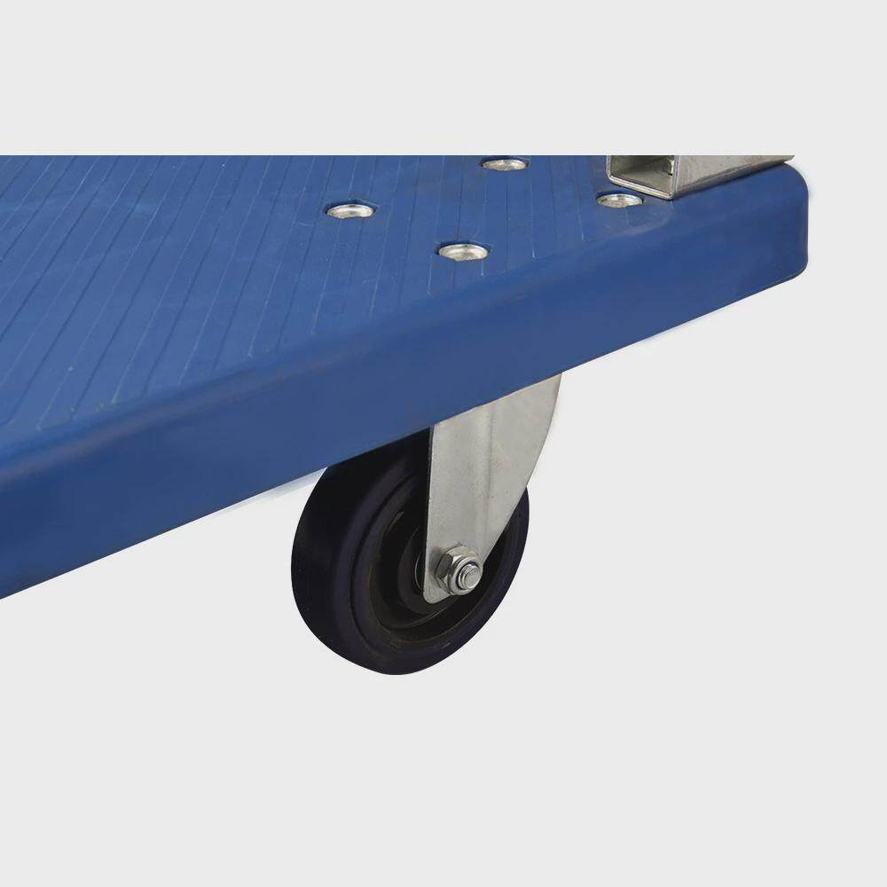 塑料手推车脚轮拉货车可折叠橡胶轮仓库平板车滑轮搬运货车重型轮