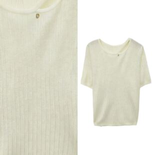 针织衫 极简风短袖 设计感百搭上衣3017 玉米专享
