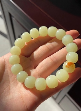 精品黄白河磨玉手链手