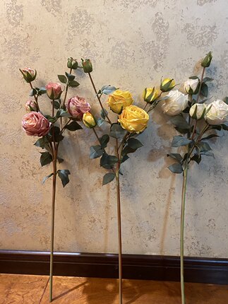 家居装饰仿真花假花绢花单枝多头仿干花玫瑰花