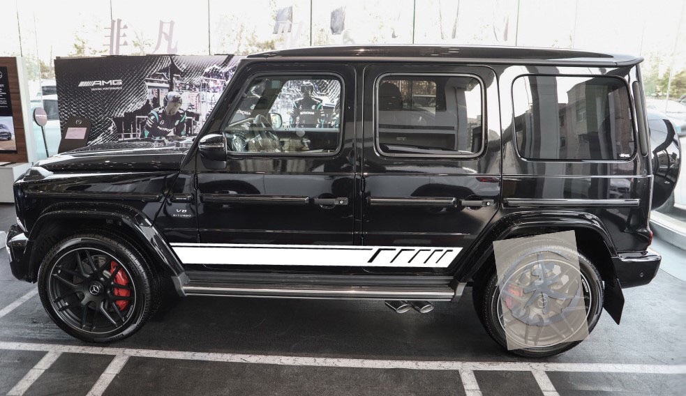 奔驰g63车贴纸拉花改装侧裙车身