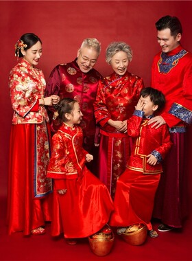 20新款影楼亲子装 儿童摄影服装 一家四口全家福艺术拍照写真衣服