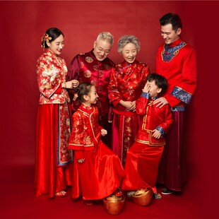 儿童摄影服装 一家四口全家福艺术拍照写真衣服 影楼亲子装 20新款