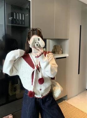 【甜甜圈粉丝专享】毛球披肩甜美设计感毛衣开衫25121805