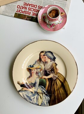 设计贵妇人物油画样品房陶瓷盘