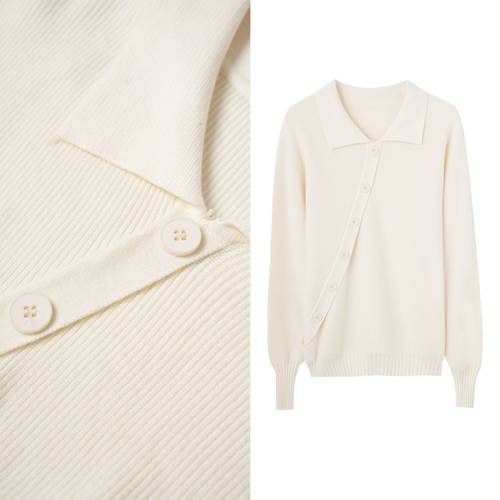 【玉米专享】复古Polo领毛衣宽松上衣长袖打底针织衫1207