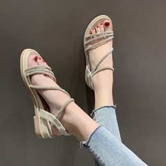 Women's sandals 2021 new student comfortable slope heel diamond with sweet little fresh summer soft sole women's shoes