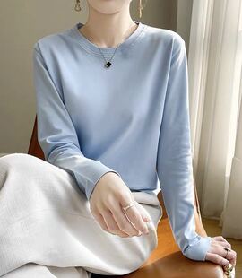 【小田tia专享】高品质纯色圆领宽松打底上衣T恤女