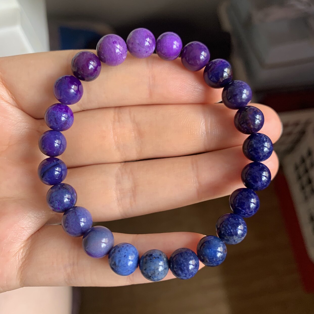 醒走 天然舒俱来老料皇家紫星际蓝天空蓝粉紫色渐变圆珠手串手链