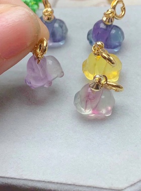 新品天然荧石生肖狗狗旺福小甜美