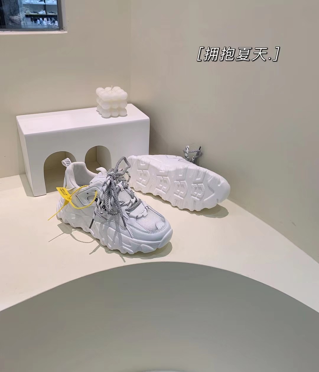 老爹鞋女夏季新款真皮百搭透氣網面單鞋子運動休閒潮