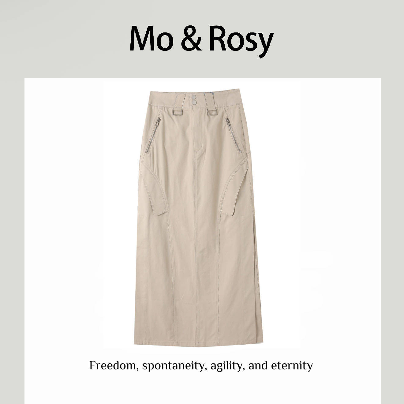 MO&ROSY【盐霜白茶】 百搭个性拉链半身裙MR417L032