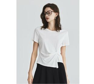 小众设计扭结不对称短袖 T恤女 恩佳专享