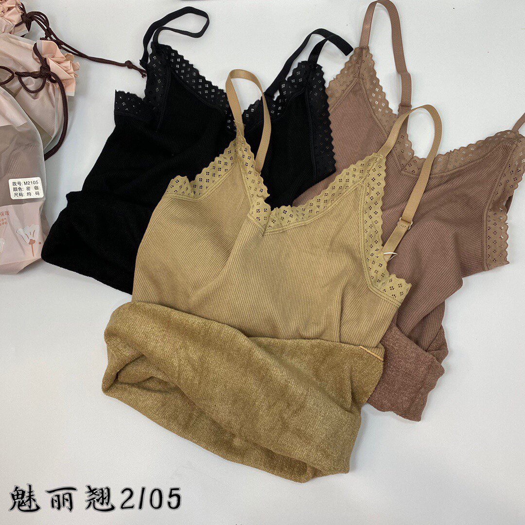 2021 MEILI QIAO 가을 겨울 새로운 따뜻한 조끼 여성 2105 루프 벨벳 얇은 작은 슬링 바닥 셔츠 다목적