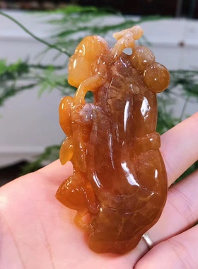 一博珊福寿星公 糖色料满花精工雕刻高大上       77*38*10mm