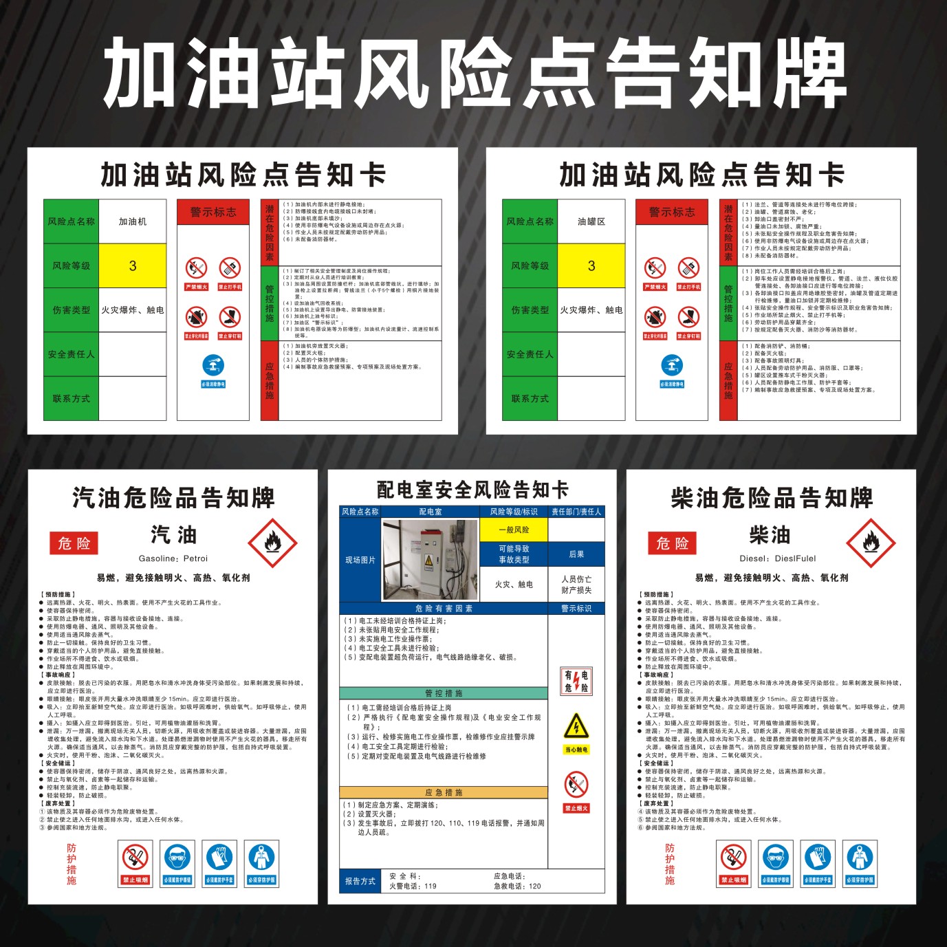 加油站风险点告知卡加油机摩托车油罐区卸油口流程十步法清罐作业 文具电教/文化用品/商务用品 标志牌/提示牌/付款码 原图主图