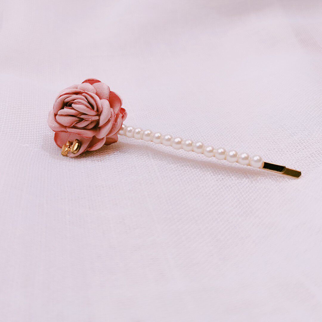 优雅复古时尚花朵仿珍珠边夹刘海顶夹玫瑰发夹头饰发饰品布艺头花