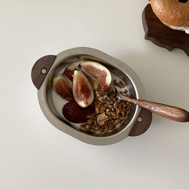 LS 韩国polaathome设计师同款木柄防烫不锈钢碗饭碗儿童韩式餐具