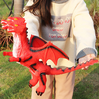 号大仿真软胶恐龙模型叫声霸王龙火龙三头龙儿童小男孩玩具塑胶软