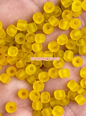 新品2-4mm磨砂果冻黄色米珠不褪色玻璃哑光珠子手链戒指珠珠材料