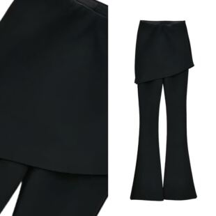 假两件屁帘微喇裤 高腰窄版 显瘦喇叭裤 玉米专享