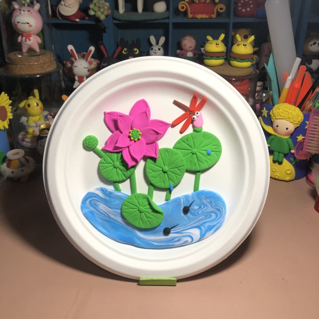 超轻黏粘土diy材料包 夏天荷花纸盘画手作自制手工幼儿园学生作业