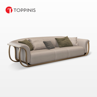 Toppinis沙发意式 极简别墅大平层高端客厅轻奢四人位直排真皮沙发