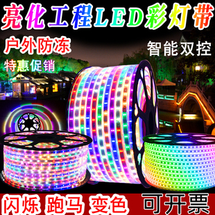 LED亮化工程O灯光七彩闪光流 户外防水防雨彩色跑马灯带 新品 新款