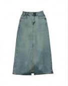 9263 蓝色高腰开叉牛仔半身裙女春季 玉米专享